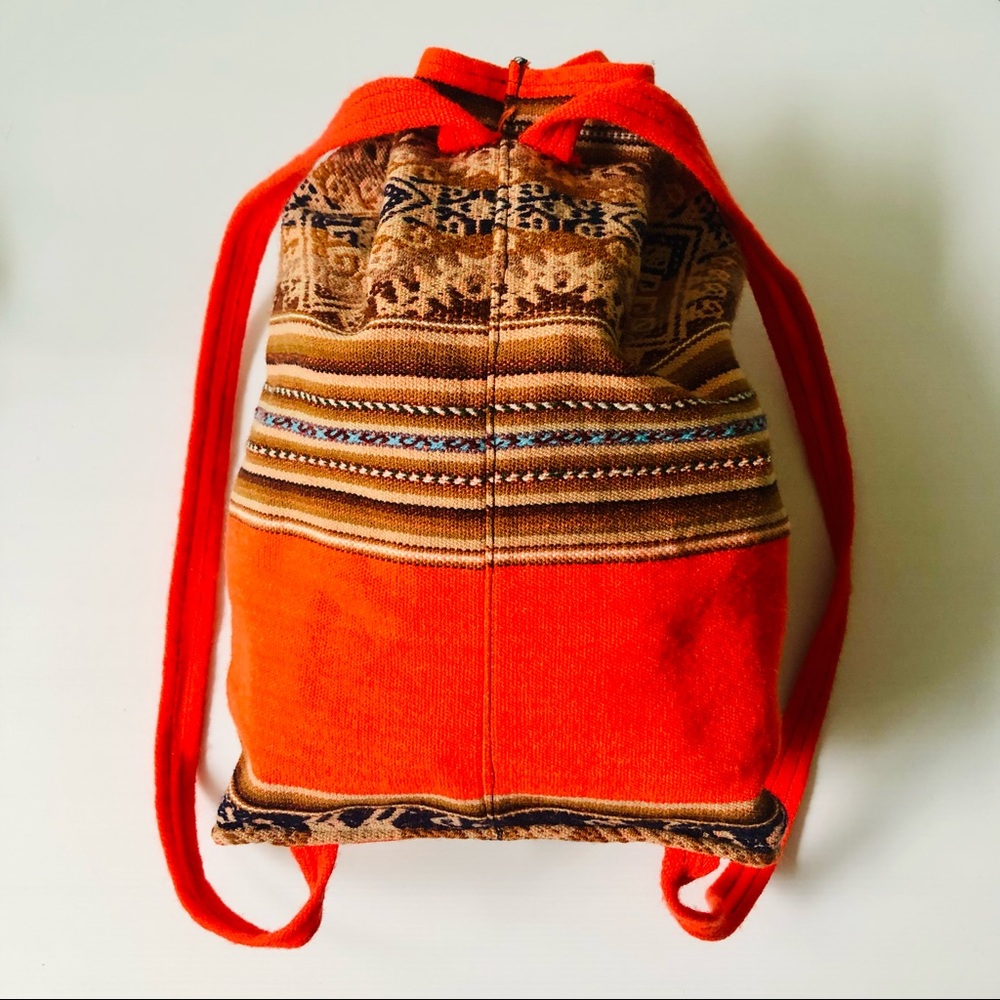 Vintage boho embroidered small backpack sack bag - Picture 5 of 9